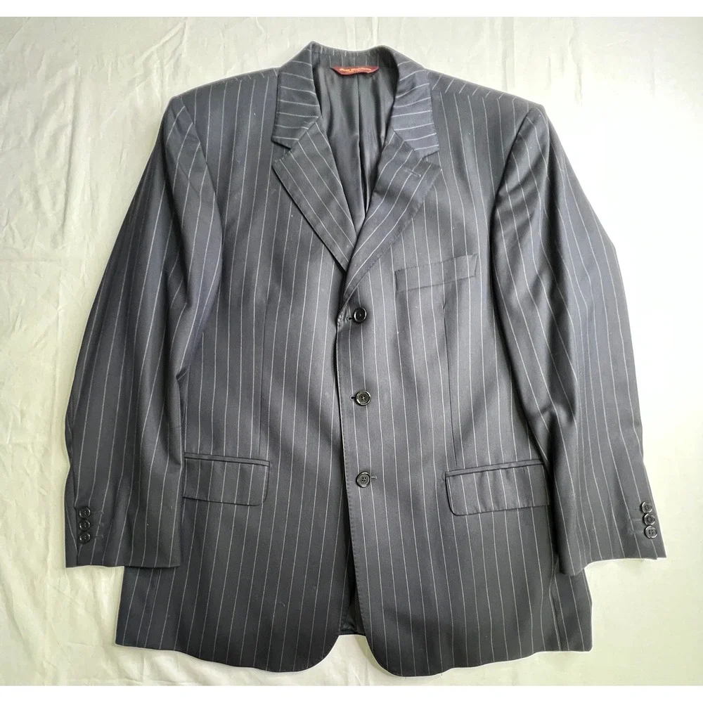 Pronto Uomo Couture Made in‎ Italy Wool Striped Blazer Menswear Business Casual